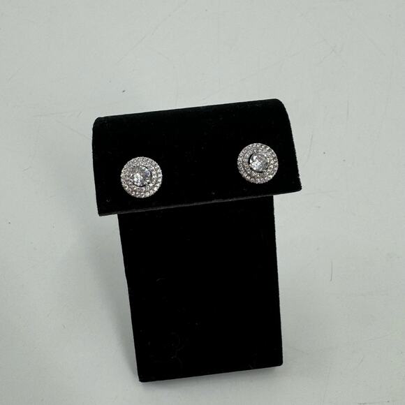 NWOT Sterling Silver Cubic Zirconia Studd earrings - Picture 2 of 3